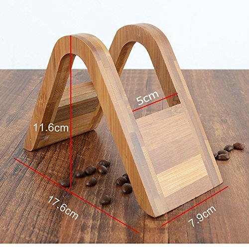 竹コーヒーフィルターホルダー 円錐型 コーヒー用紙スタンド 竹製品 収納 茶色 (A)