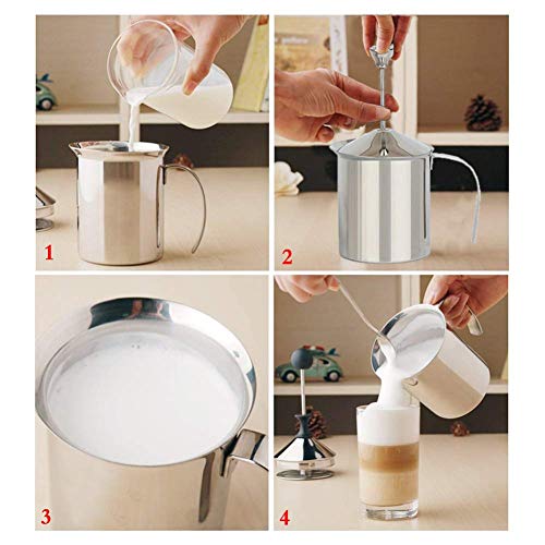 ミルク泡立て器 ステンレス鋼 ダブルメッシュ ミルクフォーマー DIYファンシー ホワイト コーヒークリーマー