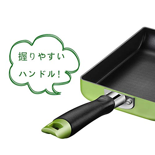 クックスマーク 卵焼き フライパン 13×18cm IH対応オール熱源対応 玉子焼き器 お弁当用 エッグパン フッ素加工 グリーン