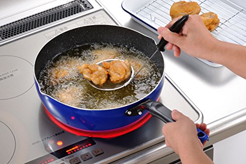 和平フレイズ フライパン 鍋 焼く 茹でる 煮る 揚げる スーパーディープパン メガフッカ 26cm ブルー IH対応 クイックマーブル ふっ素樹脂加工 MR-7508