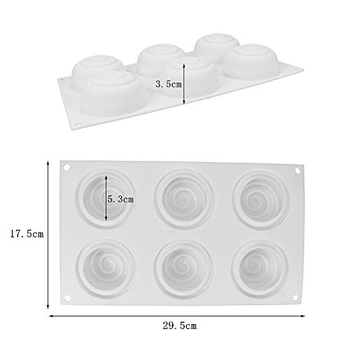 diy家庭用/業務用ムースモールドベーキングモールドケーキモールドアイスモールド用の多目的シリコーンモデル（6穴トルネード）