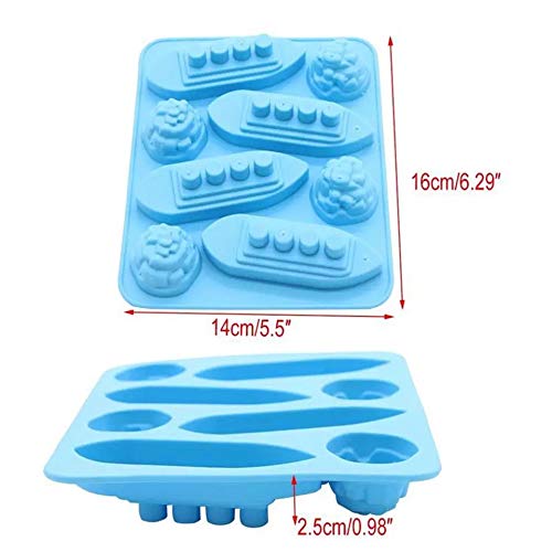 氷皿 シリコン 3Dスカル 氷アイストレー 柔軟なシリコ 製氷器 8個取り BPAフリー 製氷トレー 取出し簡単 四角氷 氷 漏れな 高耐久性-ブルータイタニックの氷の塊です (蓝色)