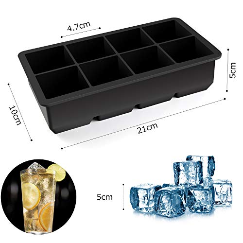 Bighture 【２個セット】製氷皿 製氷器 8個四角氷 シリコン アイストレー 直径4cm お茶やお酒用氷が作れる製氷皿