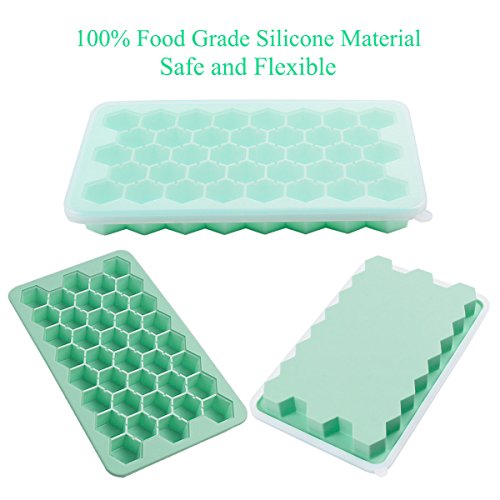 Ice Cube Tray 製氷皿(フタ)蓋付き シリコン製アイスキューブトレ 製氷皿 小粒 氷 冷凍庫 ミニ こつぶ 氷38個取 - 冷凍庫で凍らせるだけで透明の氷を作れる氷製氷器をした氷が作れるアイストレイ