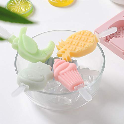 Formemory アイスクリーム金型 アイスキャンディ 2本セット 製氷器 製氷皿 3連 スイカ パイナップル 鳥 アイス型 DIYキッチンツール 蓋付き
