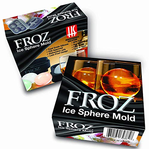 Froz Ice Ball Maker - Novelty Food-Grade Silicone Ice Mold Tray With 4 X 4.5cm Ball Capacity by Housewares Solutions