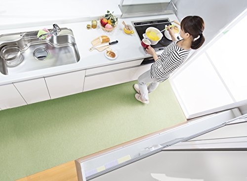 サンコー 洗えるキッチンマット ずれない おくだけ吸着 90×270cm グリーン KH-88(日本製 270)