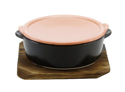 【Amazon.co.jp限定】西日本陶器 レンジで焼けるくん 丸(薄紅) 焼杉台付