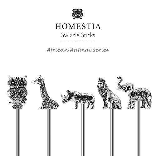 Homestia 動物マドラー カクテル コーヒー ステンレス 業務用 20.4cm ５本セット