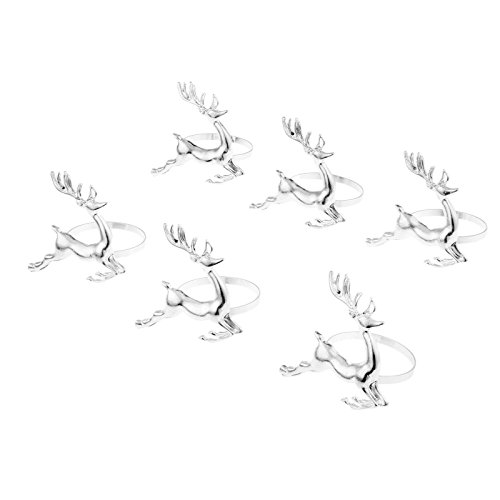 6個入り ナプキンリング ナプキンホルダー 結婚式 鹿の形 披露宴 バックル テーブル装飾 ナプキンティッシュ リング パーティー ディナー 食器飾り キラキラ シルバー