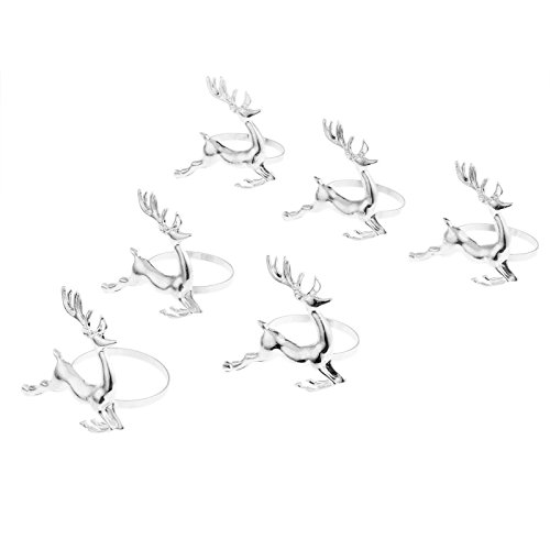 6個入り ナプキンリング ナプキンホルダー 結婚式 鹿の形 披露宴 バックル テーブル装飾 ナプキンティッシュ リング パーティー ディナー 食器飾り キラキラ シルバー