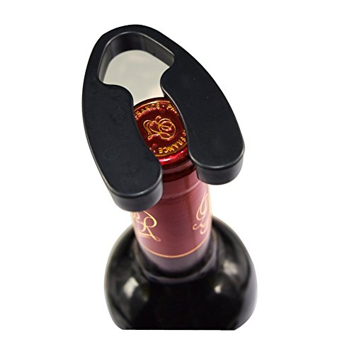 Kpcuu 4つのステンレス製の刃が付いているワイン・ボトルホイルのカッター、磁石が付いている無毒なプラスチックボディ（黒）