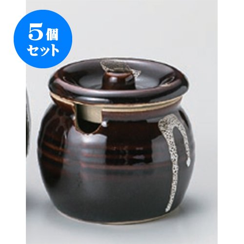 5個セット 甕 天目白流し口切ミニカメ [6.8 x 6.8cm(120cc)] 和食器 酒器 料亭 旅館 業務用