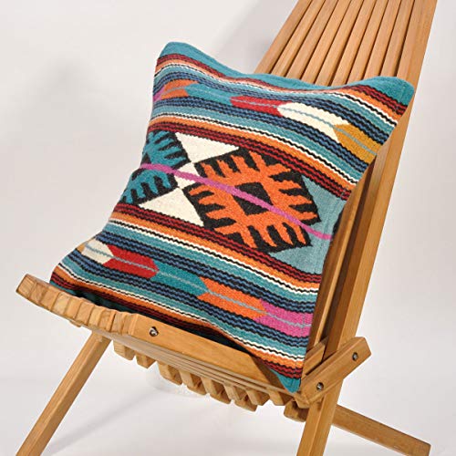 エルパソサドルブランケット (El Paso SADDLEBLANKET) Wool Maya Modern/ウールラグ素材クッションカバー[約46×46cm]25.BLUE/MULTI