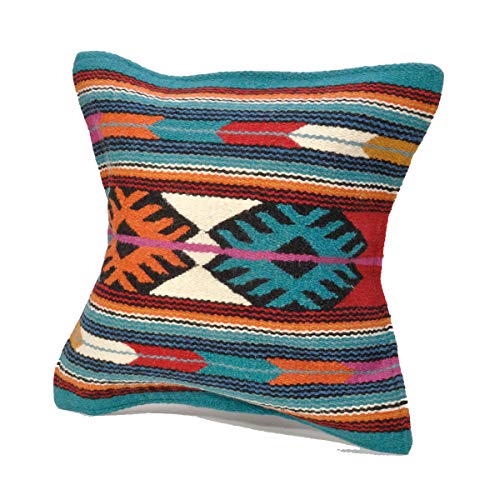 エルパソサドルブランケット (El Paso SADDLEBLANKET) Wool Maya Modern/ウールラグ素材クッションカバー[約46×46cm]25.BLUE/MULTI