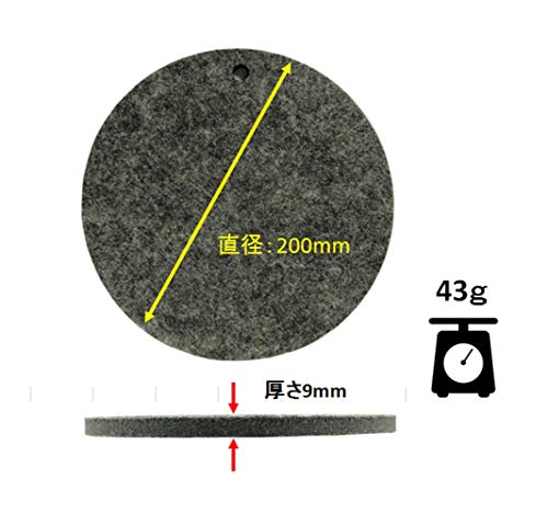 【R.shop】鍋敷 2枚セット 丸型 フェルト製 直径20cm 25cm 30cm 厚さ0.9cm ブラック グレー オレンジ 3色選べる(直径20cm) (グレー)(JF7)