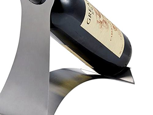 Anberotta ステンレス製 ワインホルダー ワインラック シャンパン ボトル スタンド インテリア ディスプレイ W43 (L型)