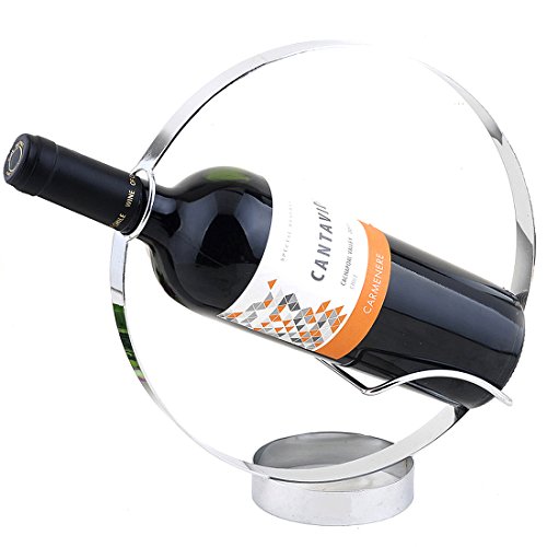 Anberotta ステンレス製 ワインホルダー ワインラック シャンパン ボトル スタンド インテリア ディスプレイ W42 (丸型)