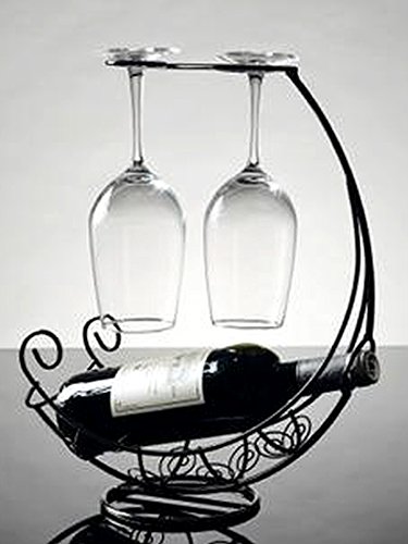 Anberotta アンティーク調 海賊船 ワインホルダー ワイングラス ラック シャンパン ボトル スタンド インテリア W40 (ブラック)