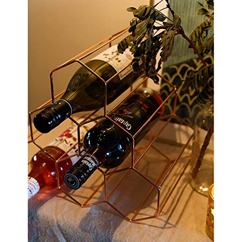 【morningplace】 ワインラック 金属 ホルダー ワイン シャンパン ボトル スタンド 収納 ケース インテリア に (ピンクゴールド)