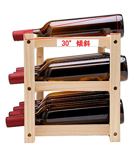 Anberotta 木製 ワインラック 積み重ね式 ホルダー ワイン シャンパン ボトル ウッド 収納 ケース スタンド インテリア ディスプレイ W46 (A・12本用収納/3段)