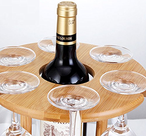 Anberotta 木製 ワインホルダー ワイングラス ホルダー ラック シャンパン ボトル スタンド インテリア ディスプレイ W47 (Aタイプ)