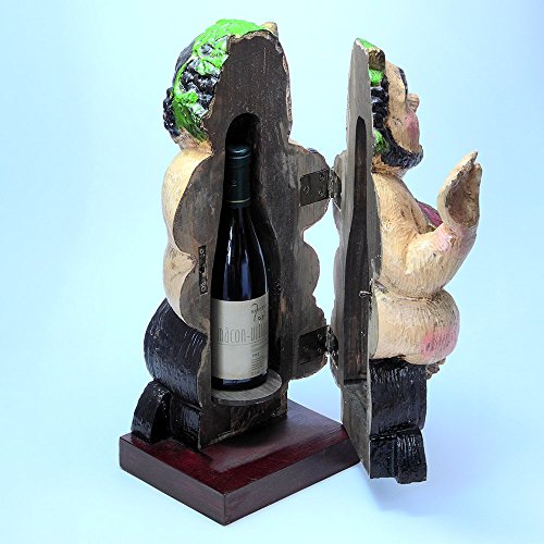 スペイン製 一刀彫 木彫 バッカス ワイン ボトル 収納 人形 ローマ神話 バックス Bacchus sou-986