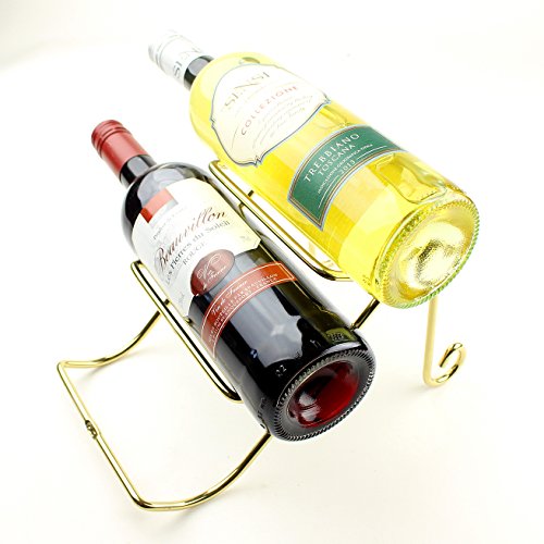 Anberotta ワインラック ホルダー 3本収納 ワイン シャンパン ボトル 収納 ケース スタンド インテリア W33 (ゴールド)