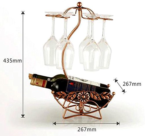 W26 インテリア ワインホルダー ワイングラス ホルダー ラック ワイン シャンパン ボトル スタンド アンティーク調 (ブロンズ)