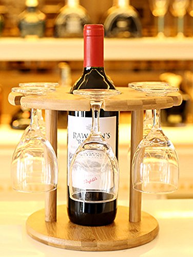 Anberotta 木製 ワインホルダー ワイングラス ホルダー ラック シャンパン ボトル スタンド インテリア ディスプレイ W47 (Aタイプ)