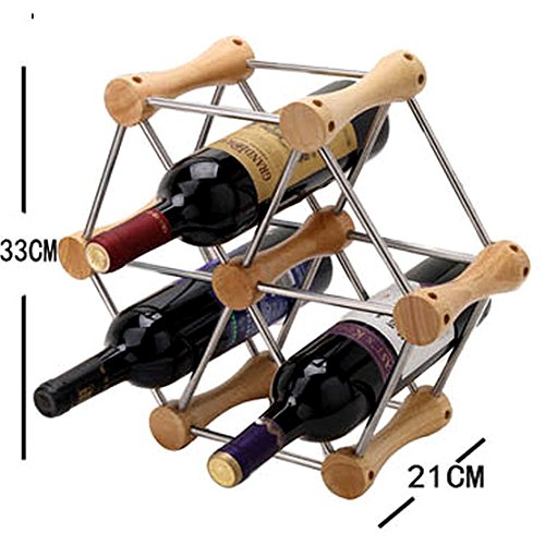 W12 組立式 ワインラック ホルダー ワイン シャンパン ボトル 収納 ケース スタンド インテリア ディスプレイ (ウッド・ブラウン)