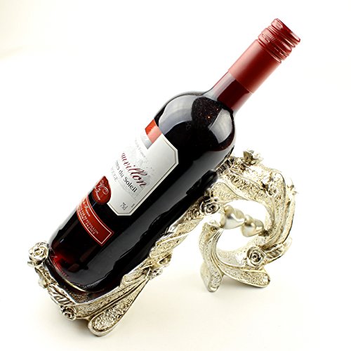 Anberotta アンティーク ワインホルダー ワインラック ワイン シャンパン ボトル ホルダー スタンド インテリア W35 (アンティーク・シルバー)