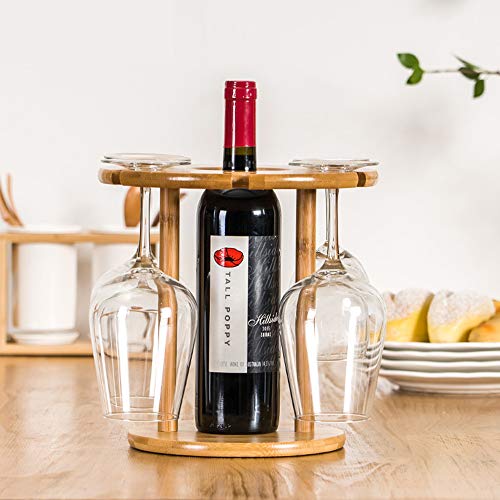 Nancity 竹製 ワイングラスホルダー 装飾ラック シャンパンラック クリエイティブボトル ワインラック組立簡単