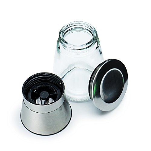 (1) - LOHAS Home Salt or Pepper Mill with a acrylic glass body, sharp adjustable ceramic grinder manual herb and spice crusher, suitable for coarse sea salt, peppercorns and other spices