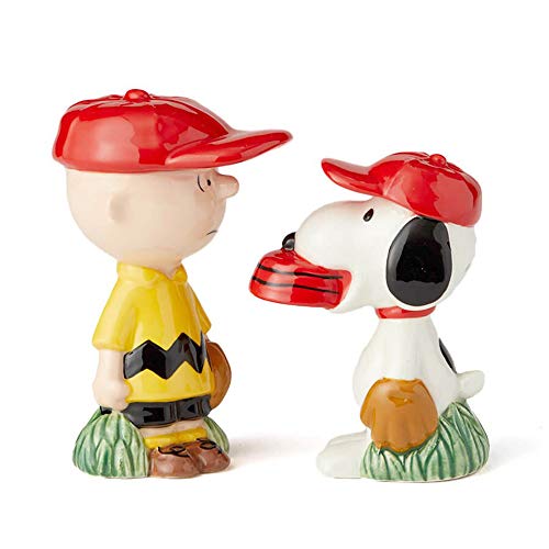 enesco 塩・コショウ入れ スヌーピー&チャーリーブラウン ベースボール W3.8×H8.7×D5.7m PEANUTS 6002277