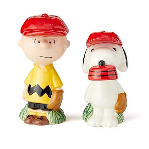 enesco 塩・コショウ入れ スヌーピー&チャーリーブラウン ベースボール W3.8×H8.7×D5.7m PEANUTS 6002277