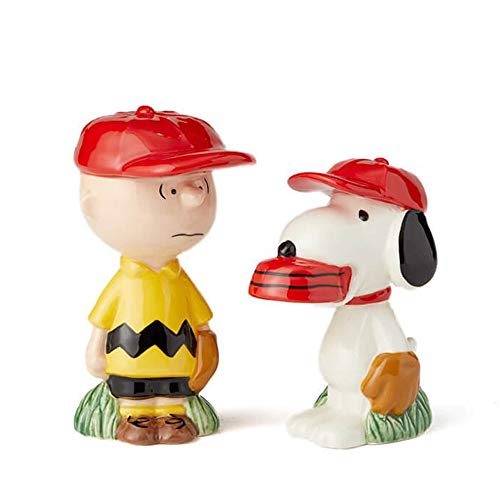 enesco 塩・コショウ入れ スヌーピー&チャーリーブラウン ベースボール W3.8×H8.7×D5.7m PEANUTS 6002277