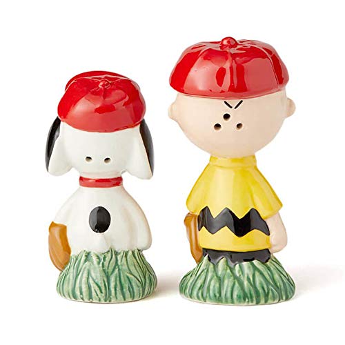 enesco 塩・コショウ入れ スヌーピー&チャーリーブラウン ベースボール W3.8×H8.7×D5.7m PEANUTS 6002277