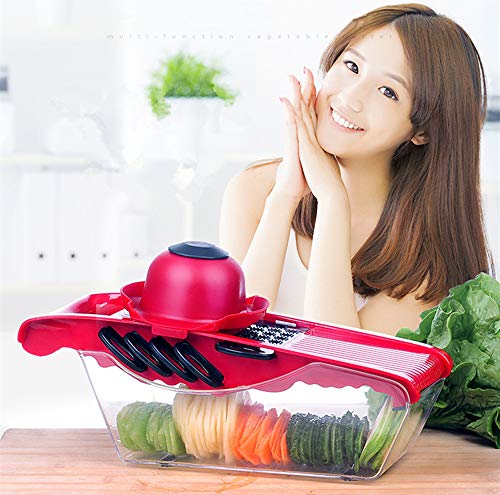 野菜カッター スライサー 調理器セット 6機能 6セット スライス 千切り 皮むき器 多機能スライサー 野菜スライサー キッチン用品 野菜調理器セット 赤