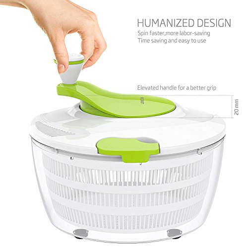 Salad Spinner LOVKITCHEN Large 4 Quarts Fruits and Vegetables Dryer Quick Dry Design BPA Free Dry Off & Drain Lettuce and Vegetable with Ease for Tastier Salads and Faster Food Prep