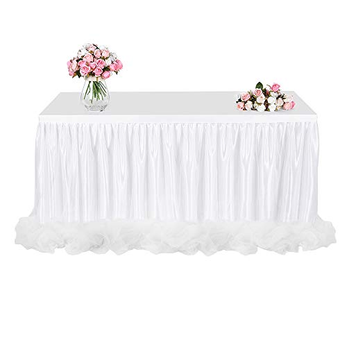 テーブルスカート テーブルクロス 結婚式 誕生日 パーティー ピクニック 会場 室内飾り 卓囲デザイン (ホワイト)