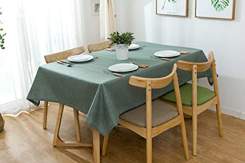 テーブルカバー 無地 食卓カバー 北欧 リネン テーブル 布 厚手 耐热 長方形のテーブルシンプル 140*180cm(ダークグリーン)