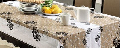選べる北欧柄　テーブル クロス 136ｘ 183㎝ PVC 素材 で 防水 撥水 も バッ チリ(ブラウンシストライプ花柄)
