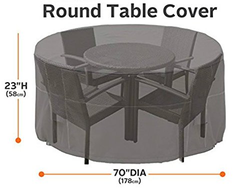 Mtef 円形テーブルカバー ラウンドテーブルチェアセットパティオ・カバー ポリエステル アウトドア 家具カバー ブラック Medium