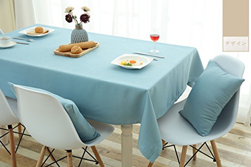 IYHUO 綿麻製 テーブルクロス ティーテーブ クロス 食卓カバー 長方形 簡約 田園風 ブルー