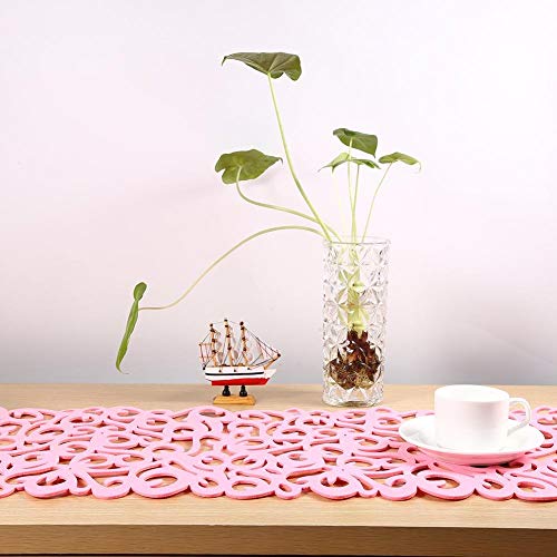 Qiilu 7色 長方形 102cm×29cm フェルトテーブルクロスランナー プレースマット テーブルマット 家庭装飾 テーブル装飾 テーブル保護 耐熱 耐久 収納便利(pink)