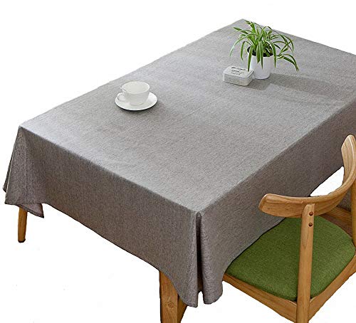 テーブルクロス 130*220cm シンプルな防水リネン無地 厚手 食卓カバー長方形のホームホテルのテーブルクロスプレーンコーヒーテーブルの食事 (グレー)