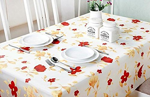 テーブルクロス 106x152㎝ PVC 素材 防水 撥水 花柄 (幸せの黄と赤のお花 )