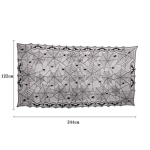 ハロウィンパーティー テーブルクロス 蜘蛛の巣の図案 装飾 部屋の飾り ハロウィンの雰囲気に変わる 122x244cm ブラック (テーブルクロス)