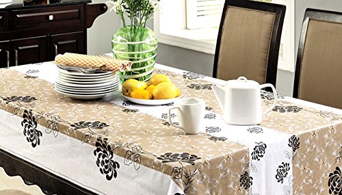 選べる北欧柄　テーブル クロス 136ｘ 183㎝ PVC 素材 で 防水 撥水 も バッ チリ(ブラウンシストライプ花柄)